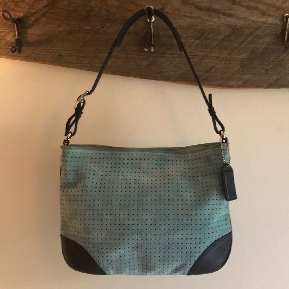 Coach | Light Aqua Suede Leather Shoulder Bag